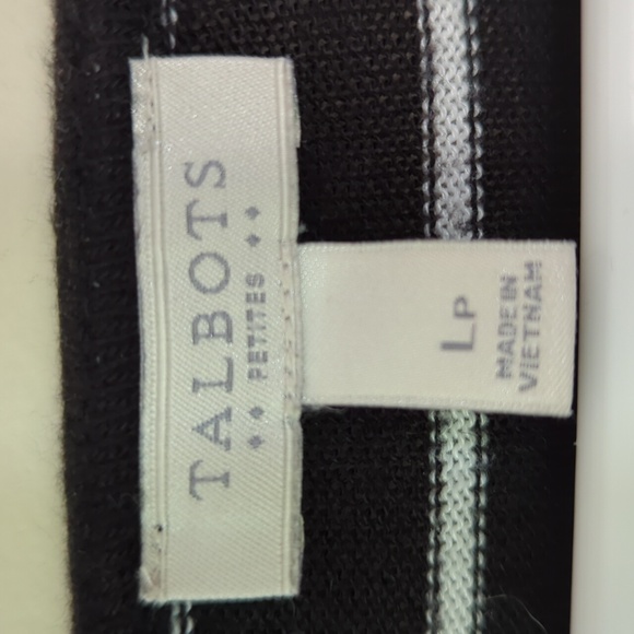 Talbots Striped Rayon Blend Top Large Petite Black White Stripes - Picture 2 of 16